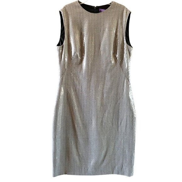 Ralph Lauren Purple Label Corsica Cocktail Dress 10 Houndstooth Sequins - Picture 3 of 14